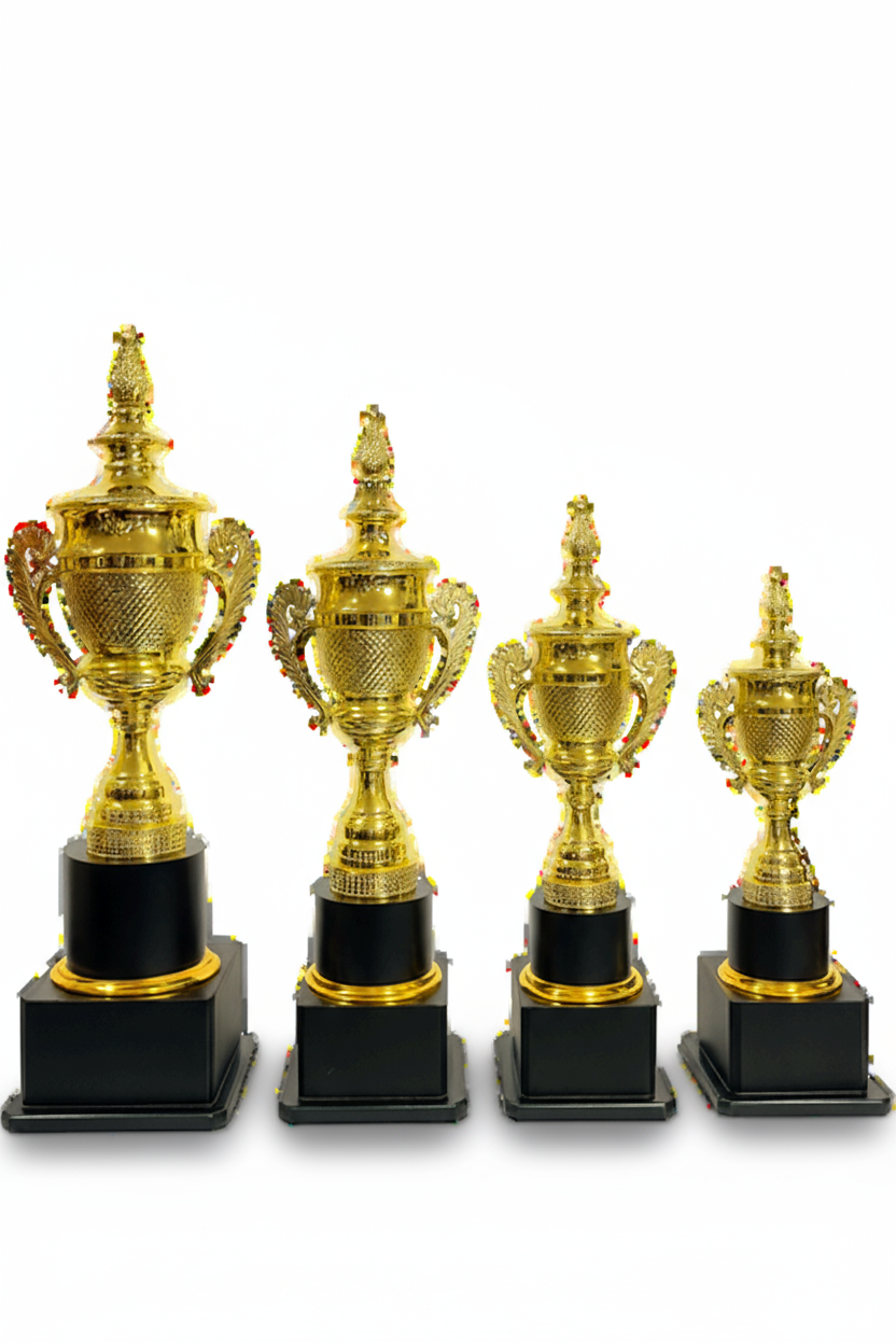 Tall gold topper cup for league champions